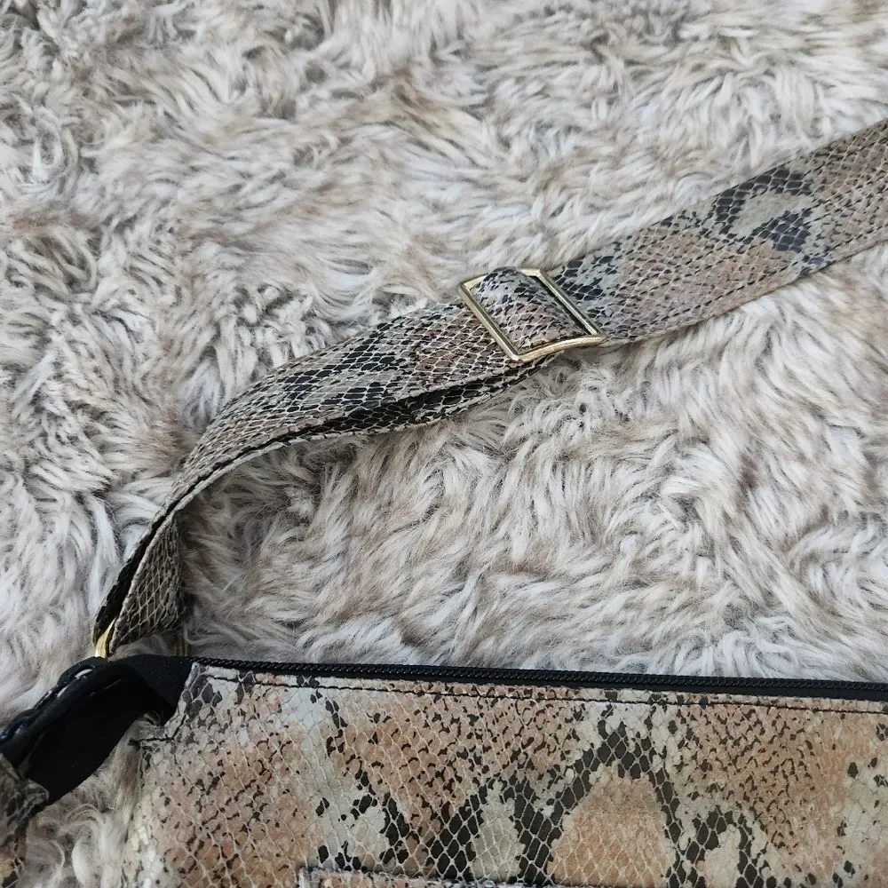 The House of Leather Handmade‎ Genuine Leather Crossbody Bag Metallic Snakeskin